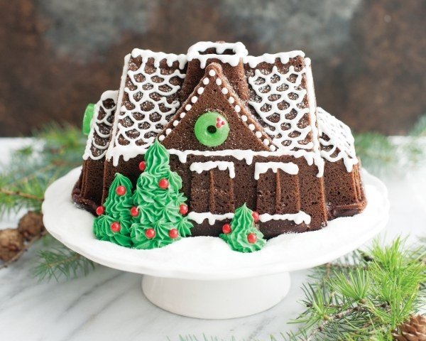 Bakvorm "Gingerbread House pan" - Nordic Ware | Sparkling Silver Holiday