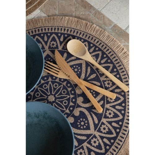Placemats, Rond, Set van 4, Geweven, Blauw - Creative Tops