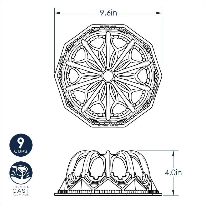 Tulband Bakvorm "Vaulted Cathedral Bundt Pan"- Nordic Ware | Sparkling Silver Holiday