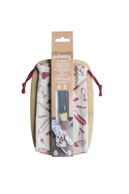Snijplank met Mes en Bewaarzak, 3-delige Set, 23 cm - Pebbly