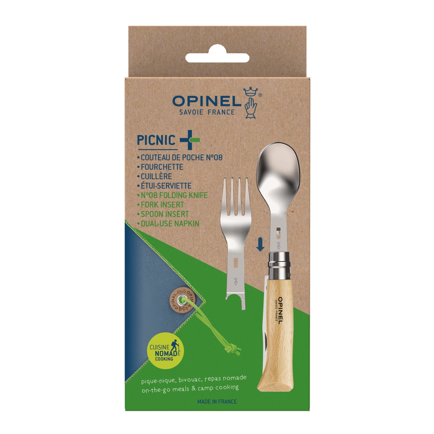 Outdoor bestekset, Opinel, Picnic Plus, 4-delig