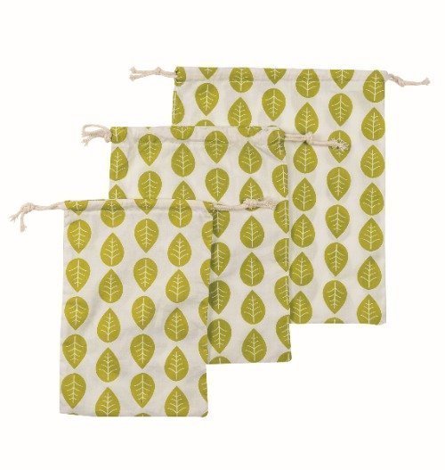 Fruit en Groenten Zakje - Leaves - Groen - Set van 3 Stuks - Bee's Wax