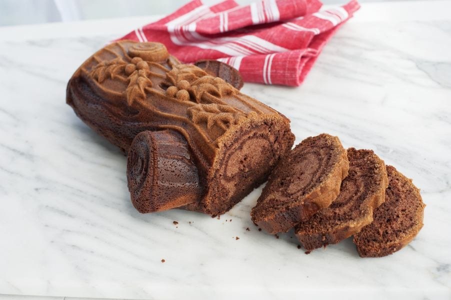 Bakvorm "Yule Log Bundt Pan" - Nordic Ware | Sparkling Silver Holiday