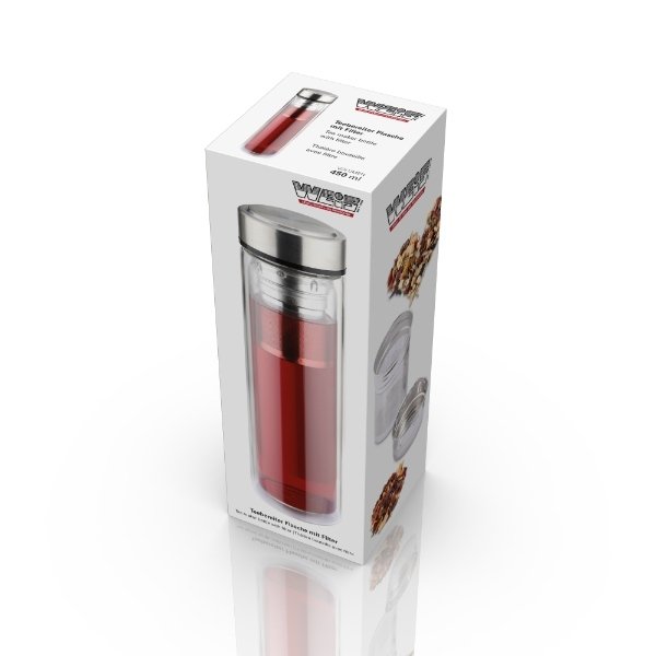 Dubbelwandige Fles Met Theefilter, 450 ml - Weis
