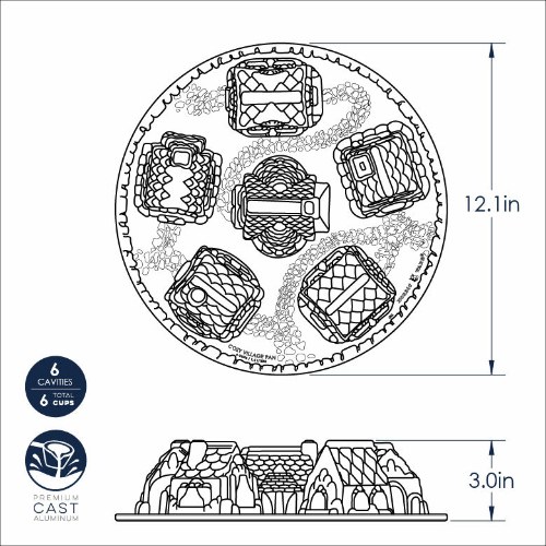 Bakvorm "Cozy Village Baking Pan" - Nordic Ware | Sparkling Silver Holiday
