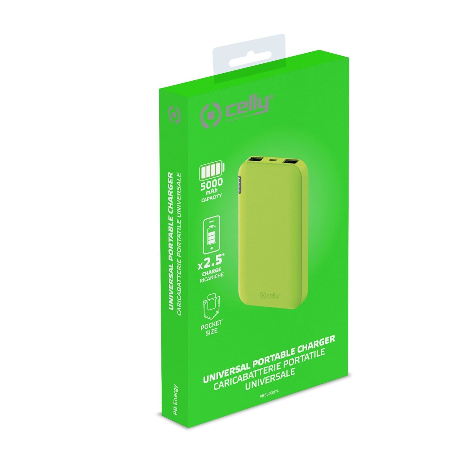 Powerbank Energy 5000, Geel - Celly